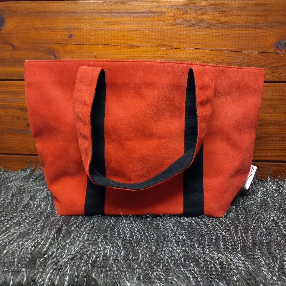 Michael Kors Red & Black Faux Suede Tote